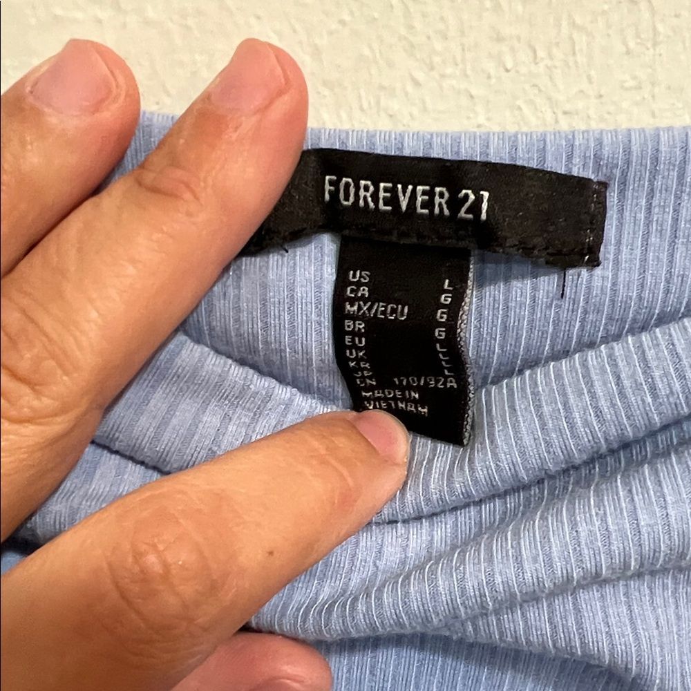 Forever 21 Sky Blue Gathered Long Sleeve Dress - Picture 3 of 5